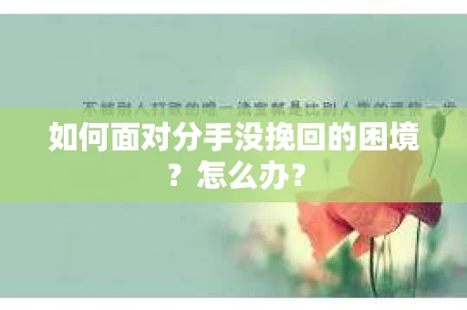 如何面对分手没挽回的困境？怎么办？