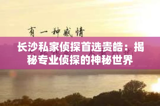 长沙私家侦探首选贵皓：揭秘专业侦探的神秘世界